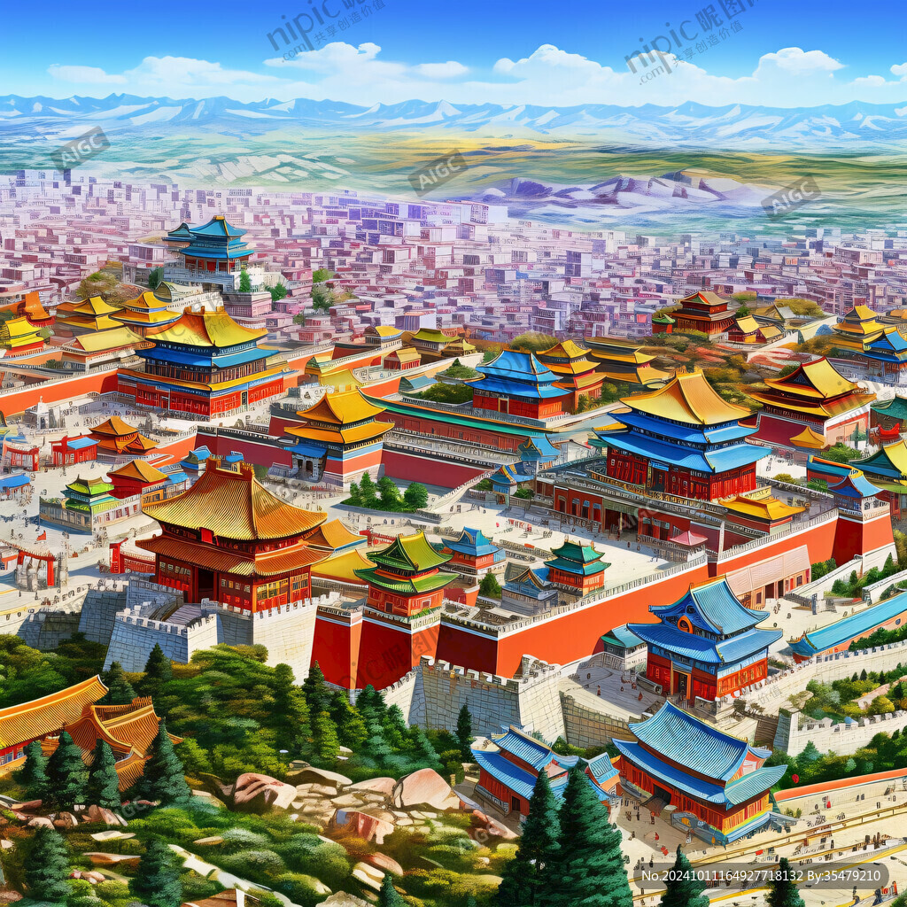 皇宫楼阁插画