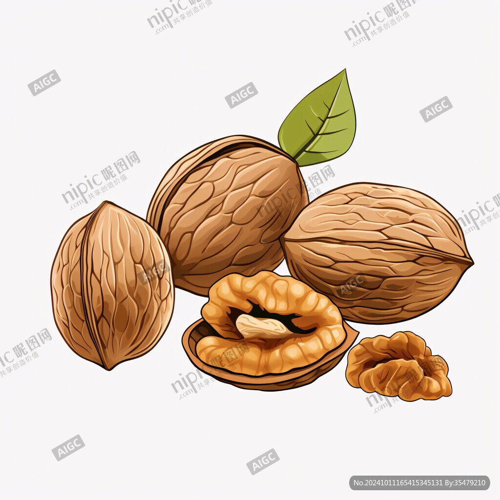 坚果核桃插画