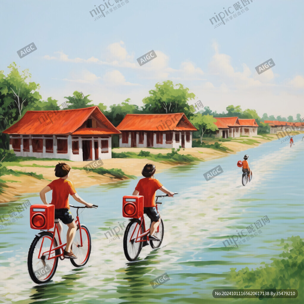 水上走廊油画