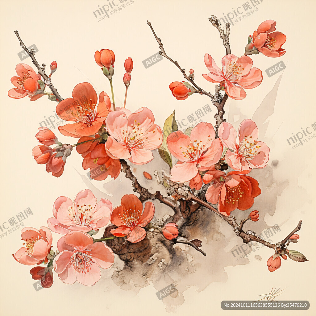 手绘梅花装饰画