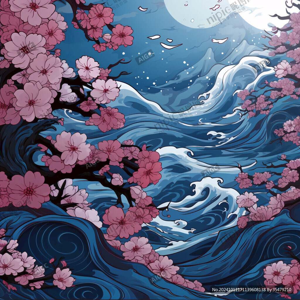 樱花树国潮风