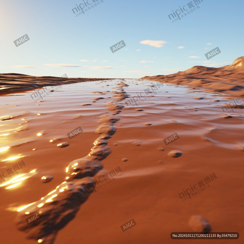 水流红色沙土地