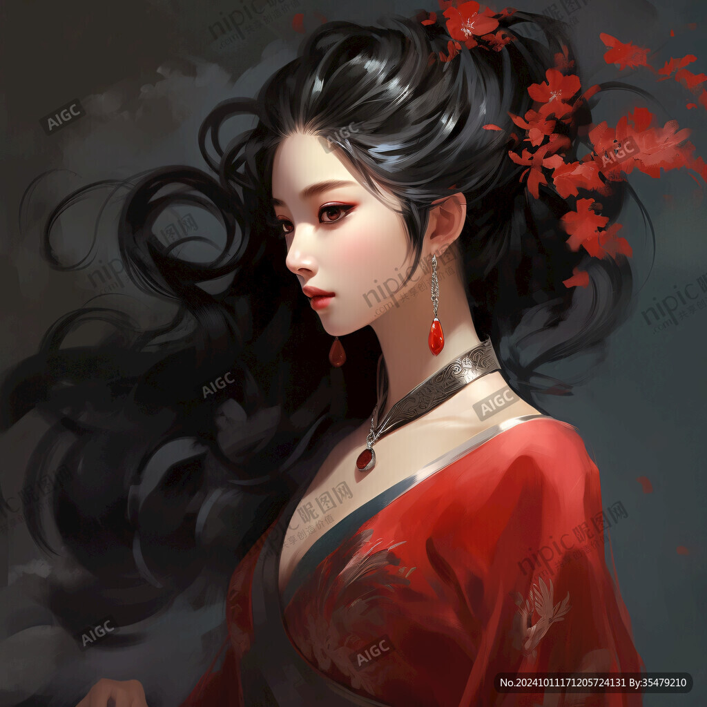 红衣少女设计古风