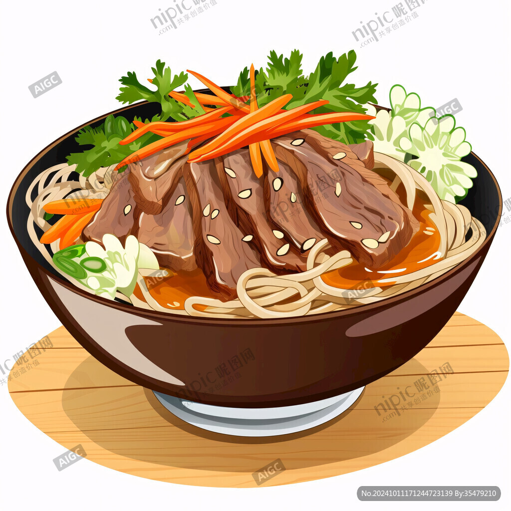 红烧牛肉面插画