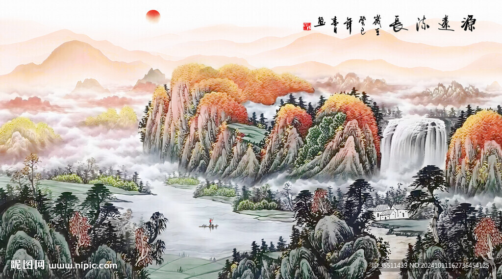 旭日东升山水