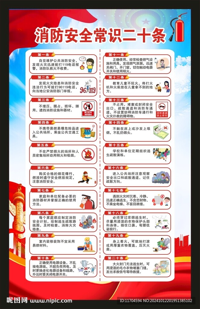 消防安全常识二十条海报