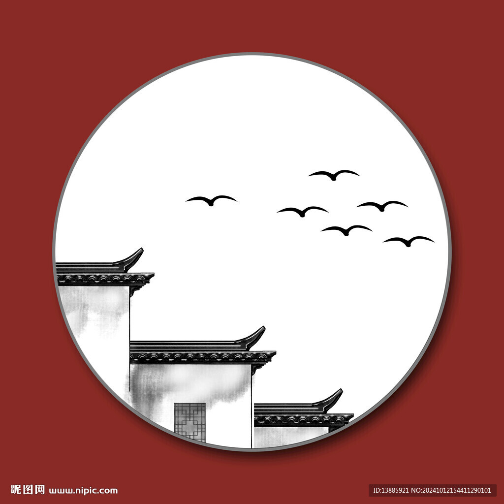 徽派建筑山水