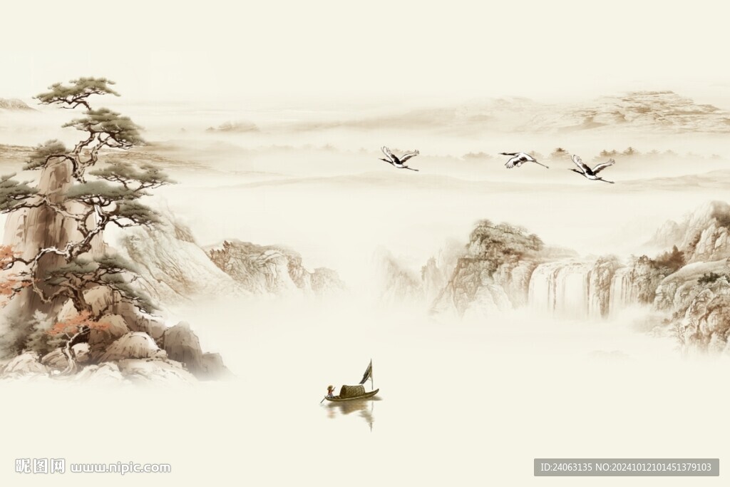 国画山水背景墙