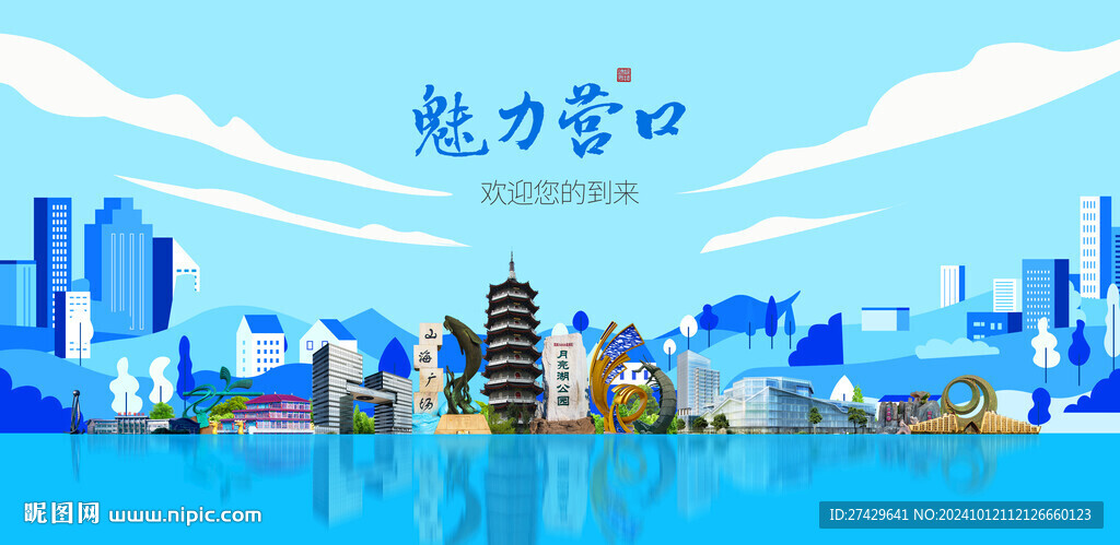 营口城市旅游展板