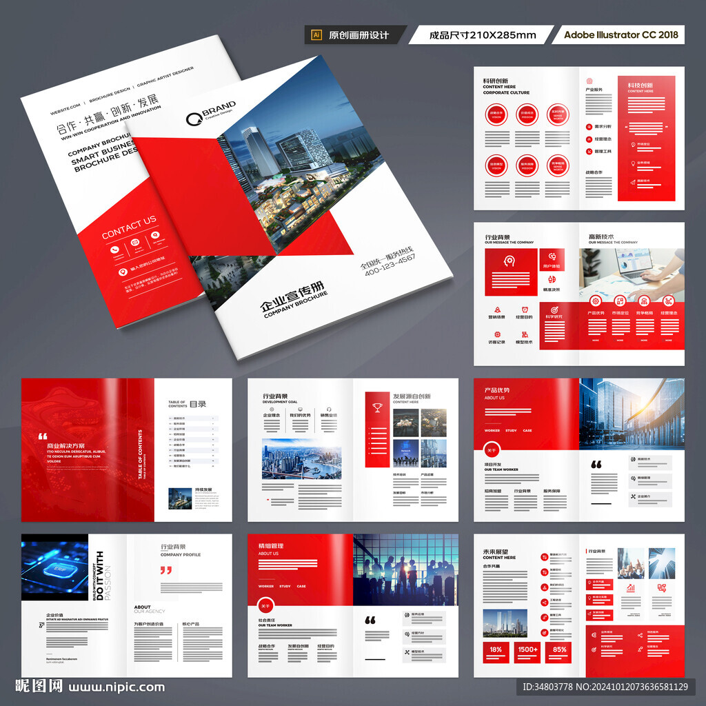 红色企业宣传册