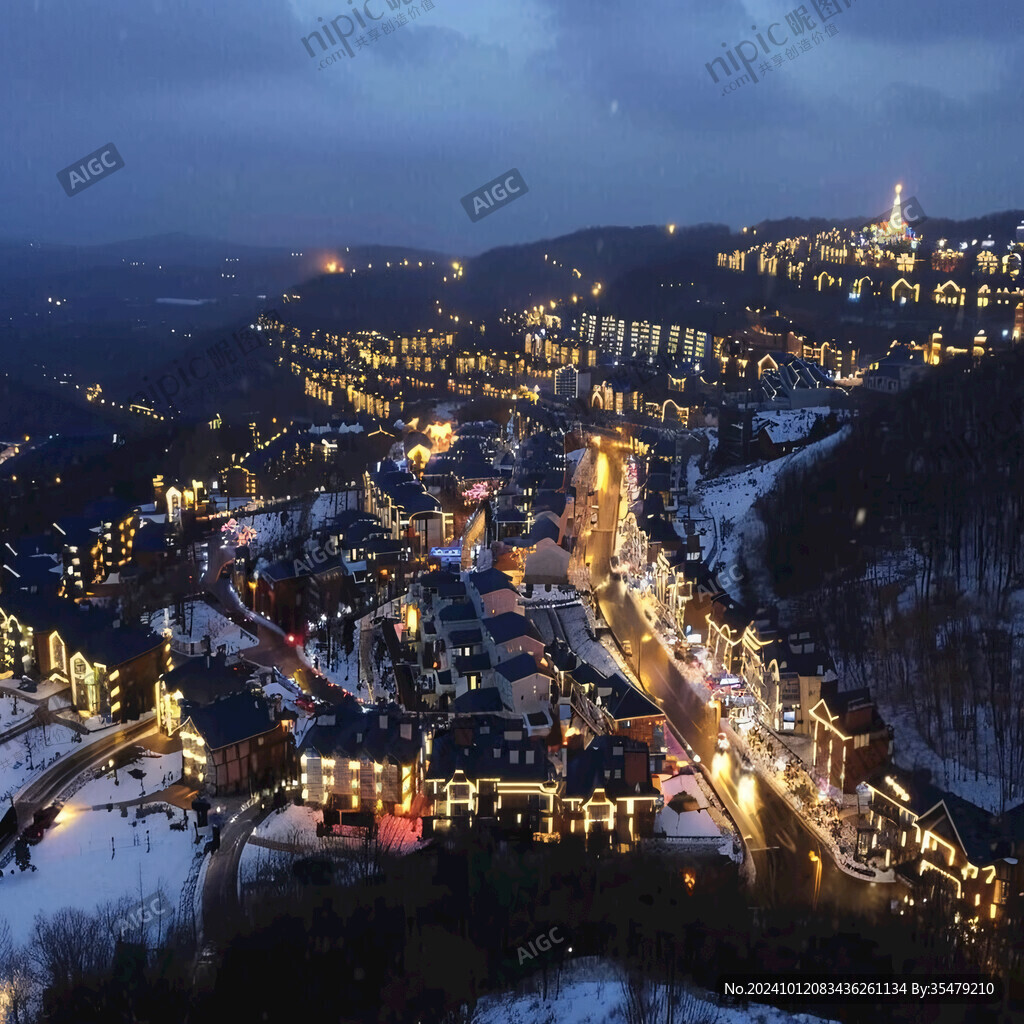 北方小镇夜景