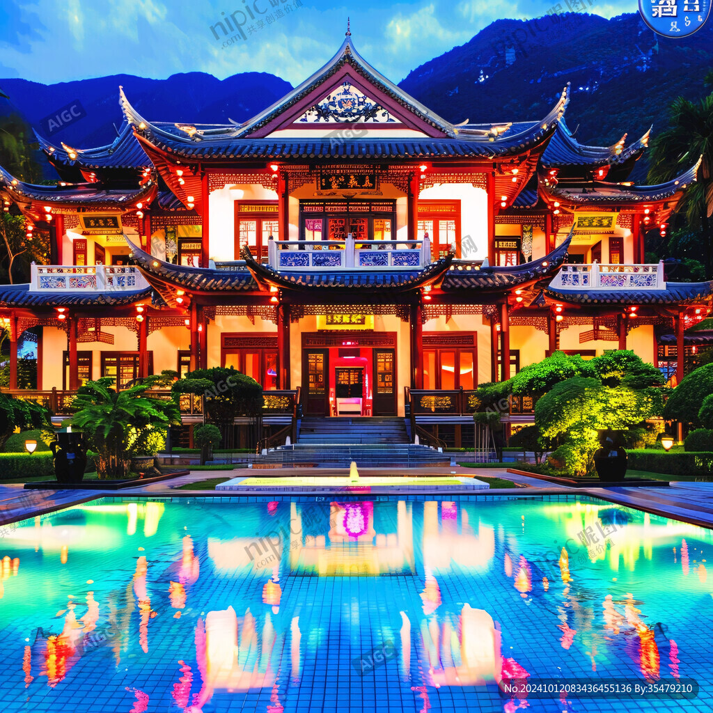酒店山水背景