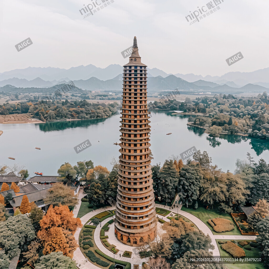 航拍灵谷塔