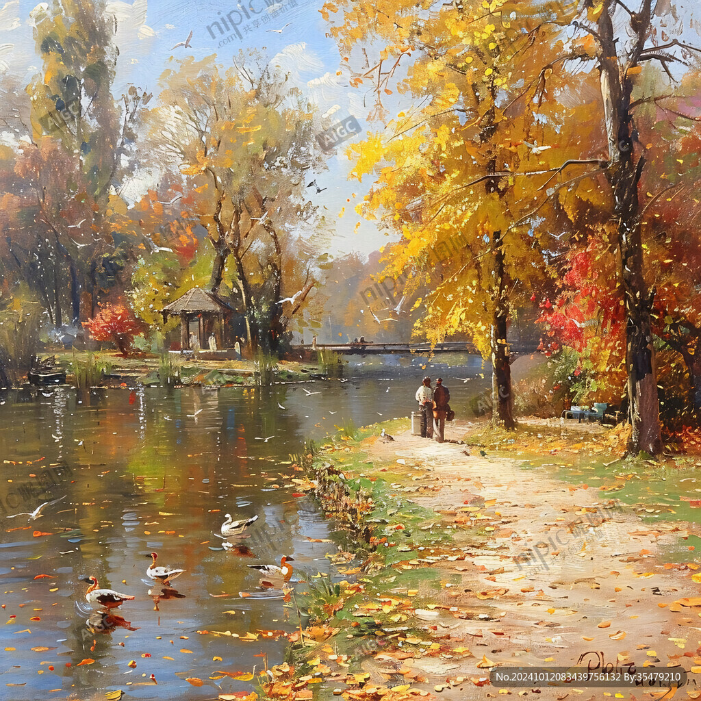 秋景秋天油画
