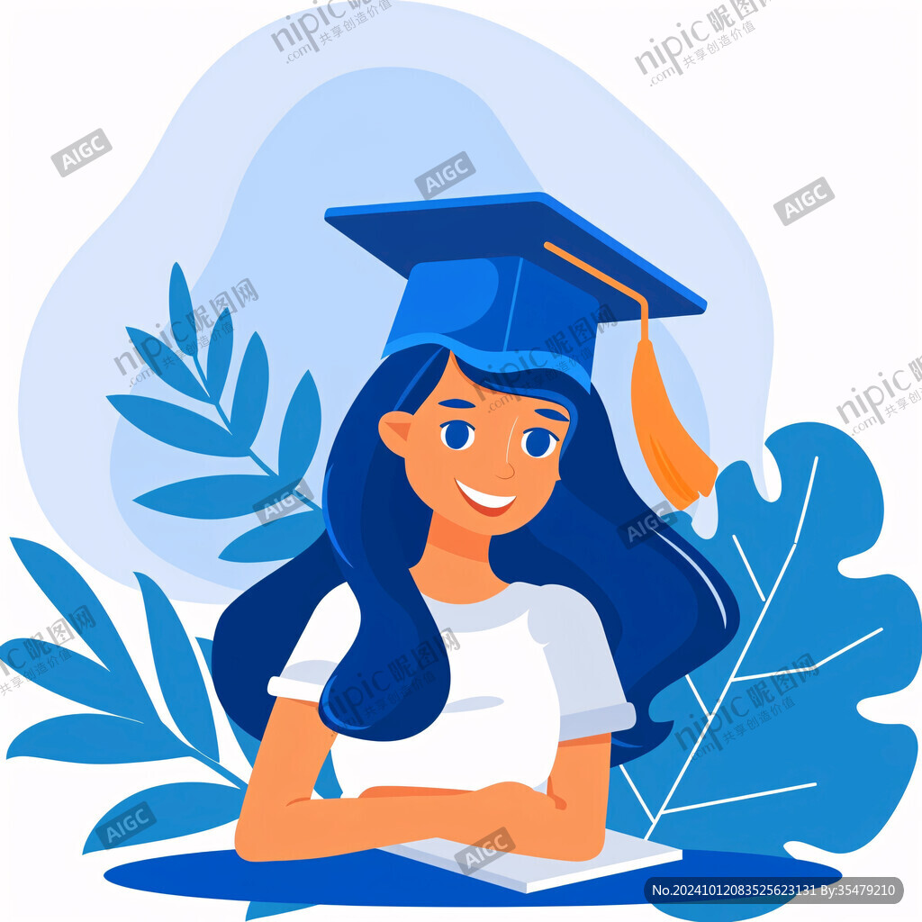 毕业生女博士插画