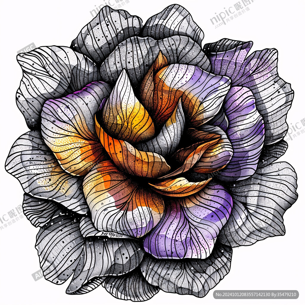 手绘数码花