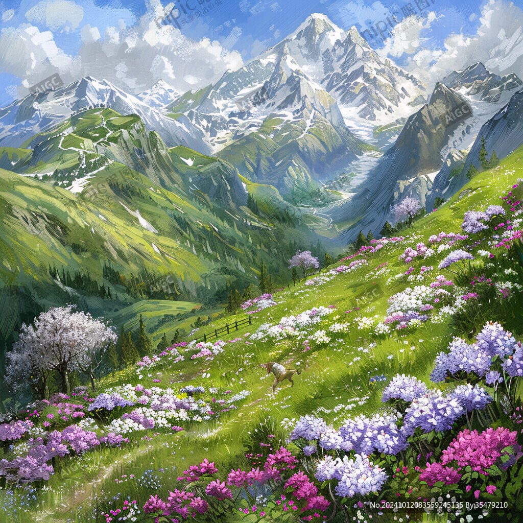 雪山下的花