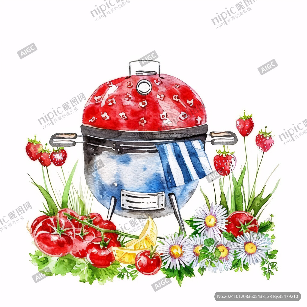 水彩美食火锅