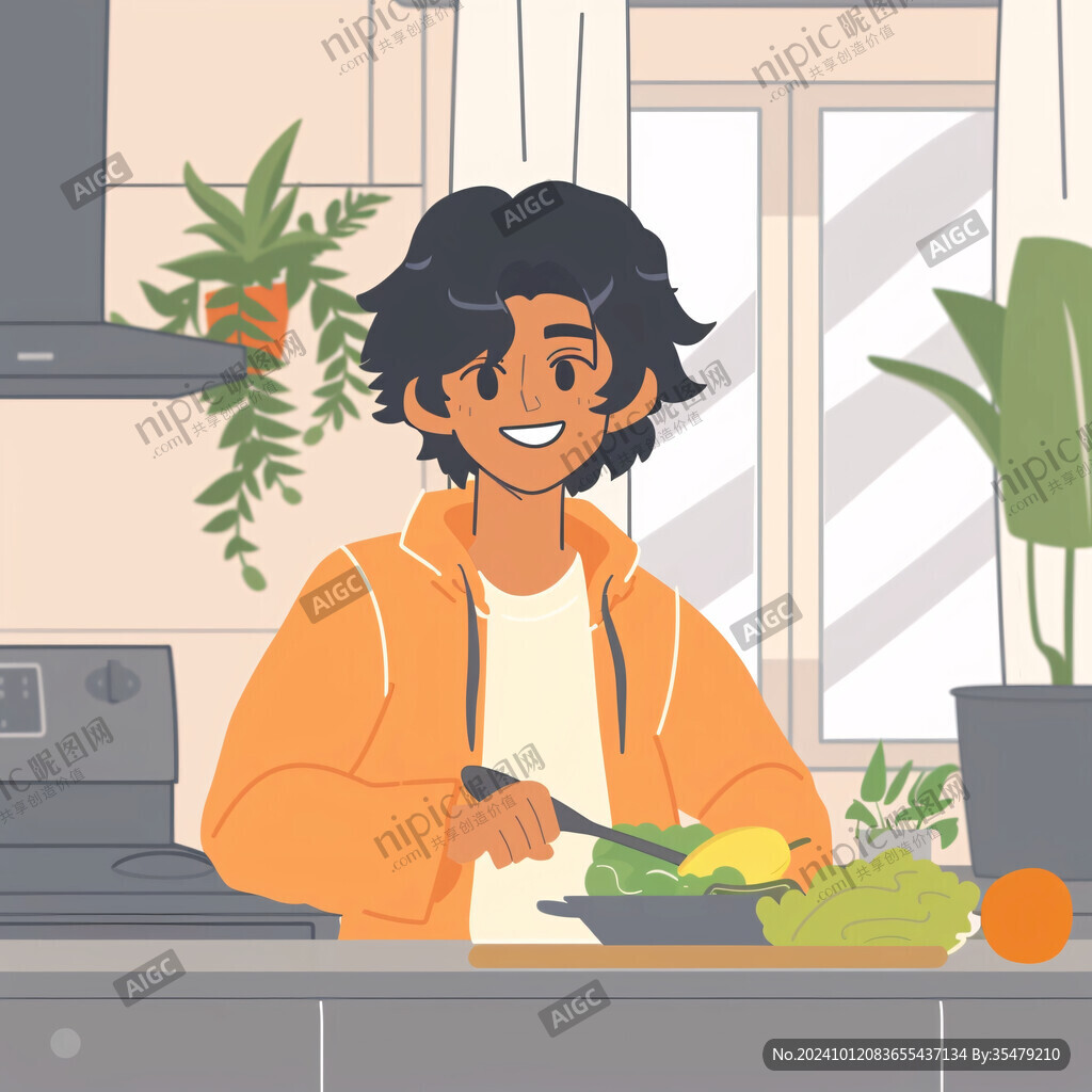 做美食男孩插画