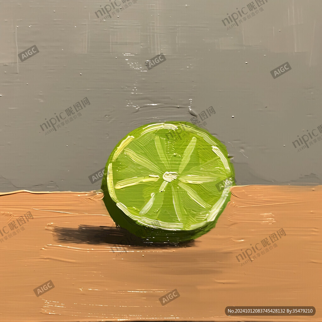 绿色柠檬油画