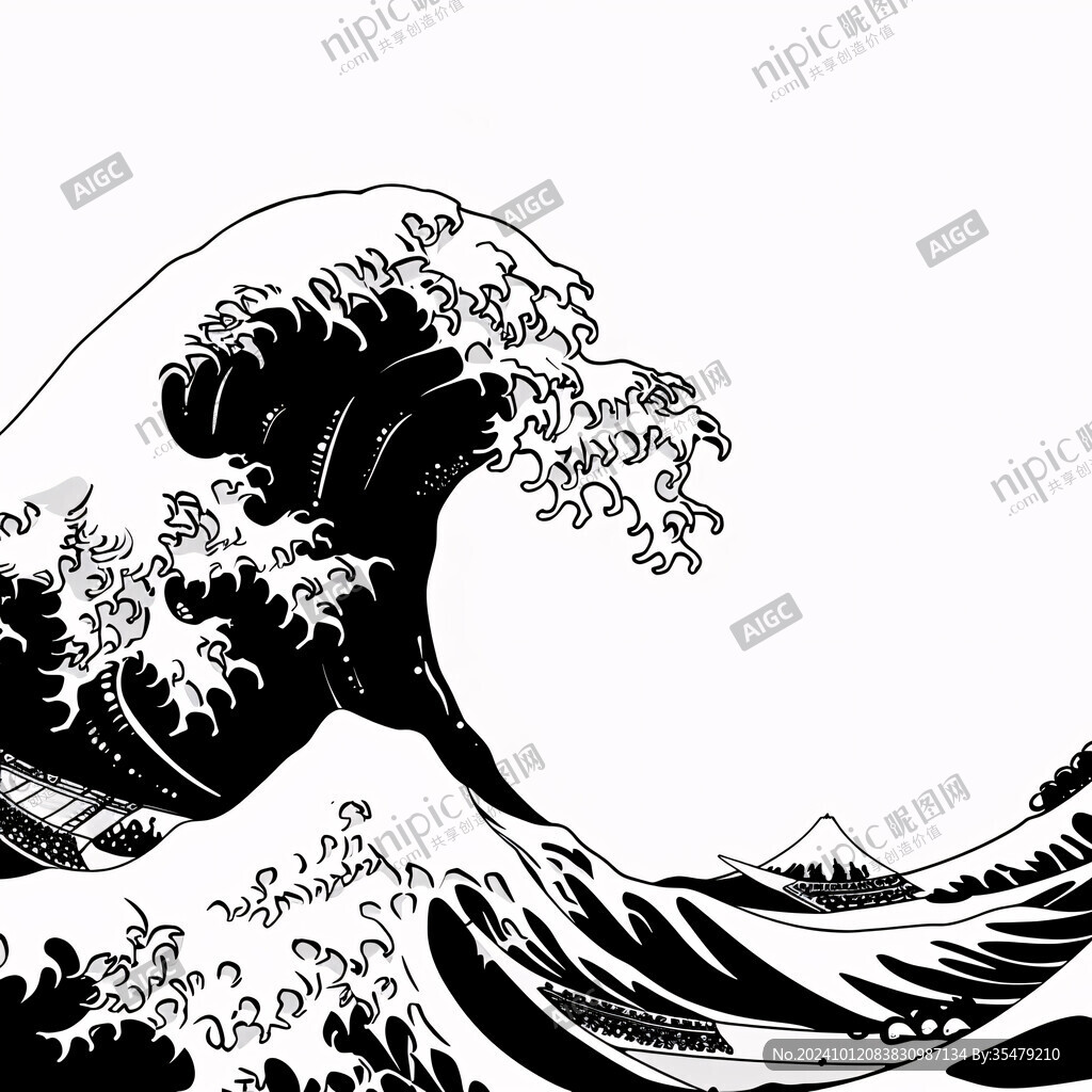 浪花浪涛浮世绘