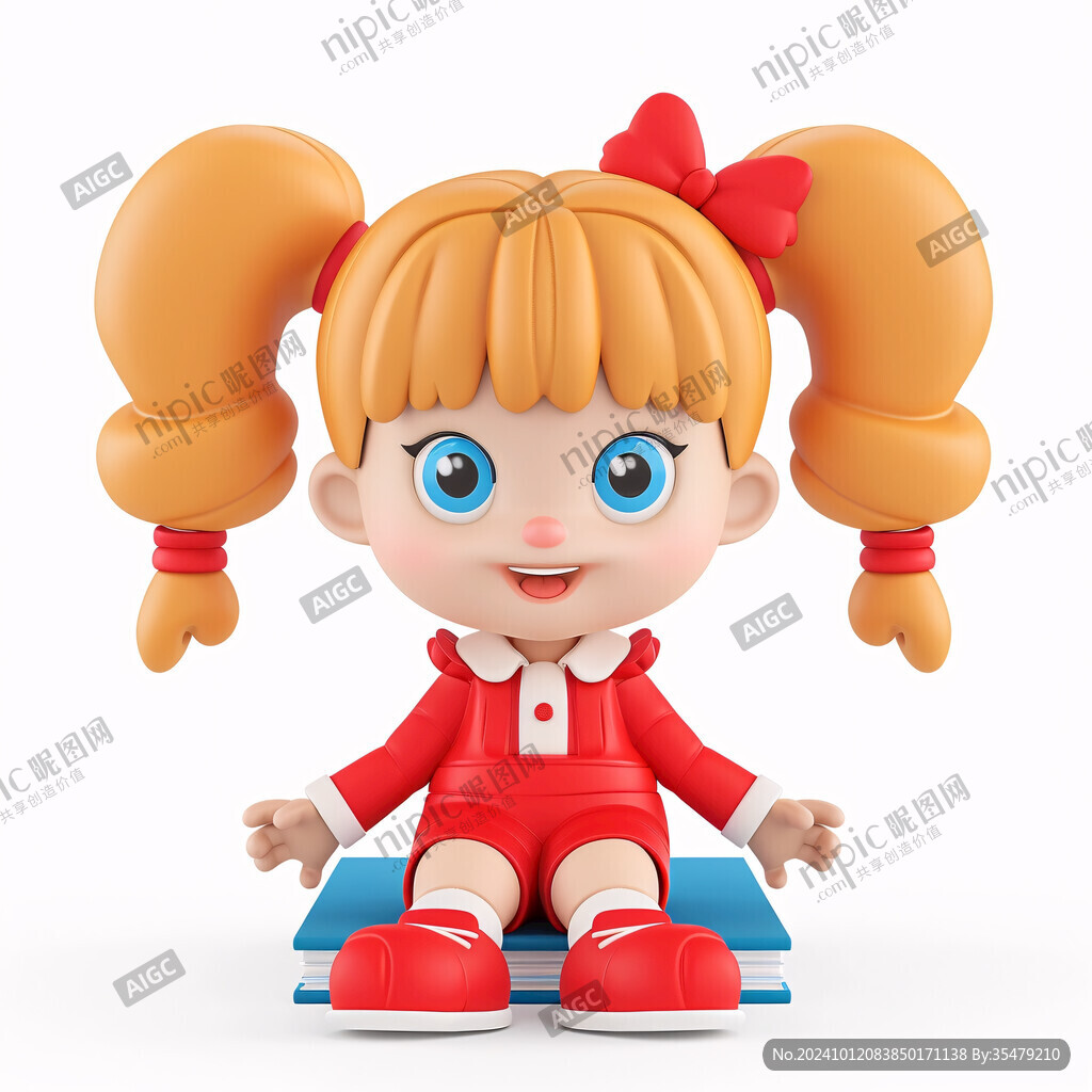 卡通麻花辫小女孩