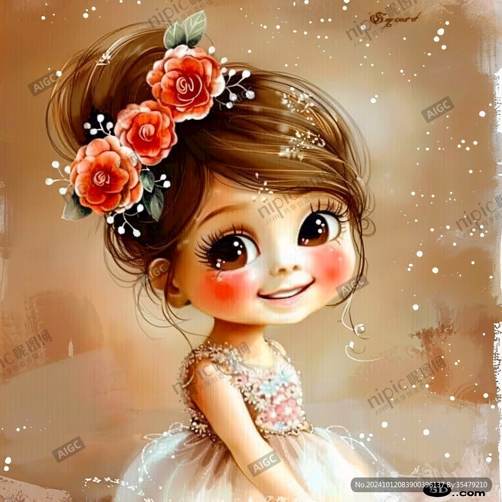 可爱小美女插画