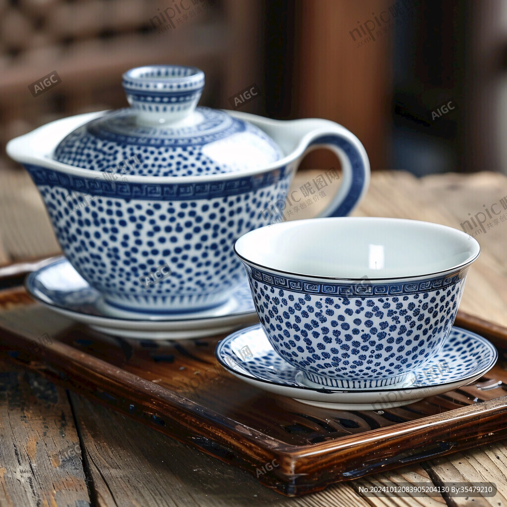 中式茶坐茶杯