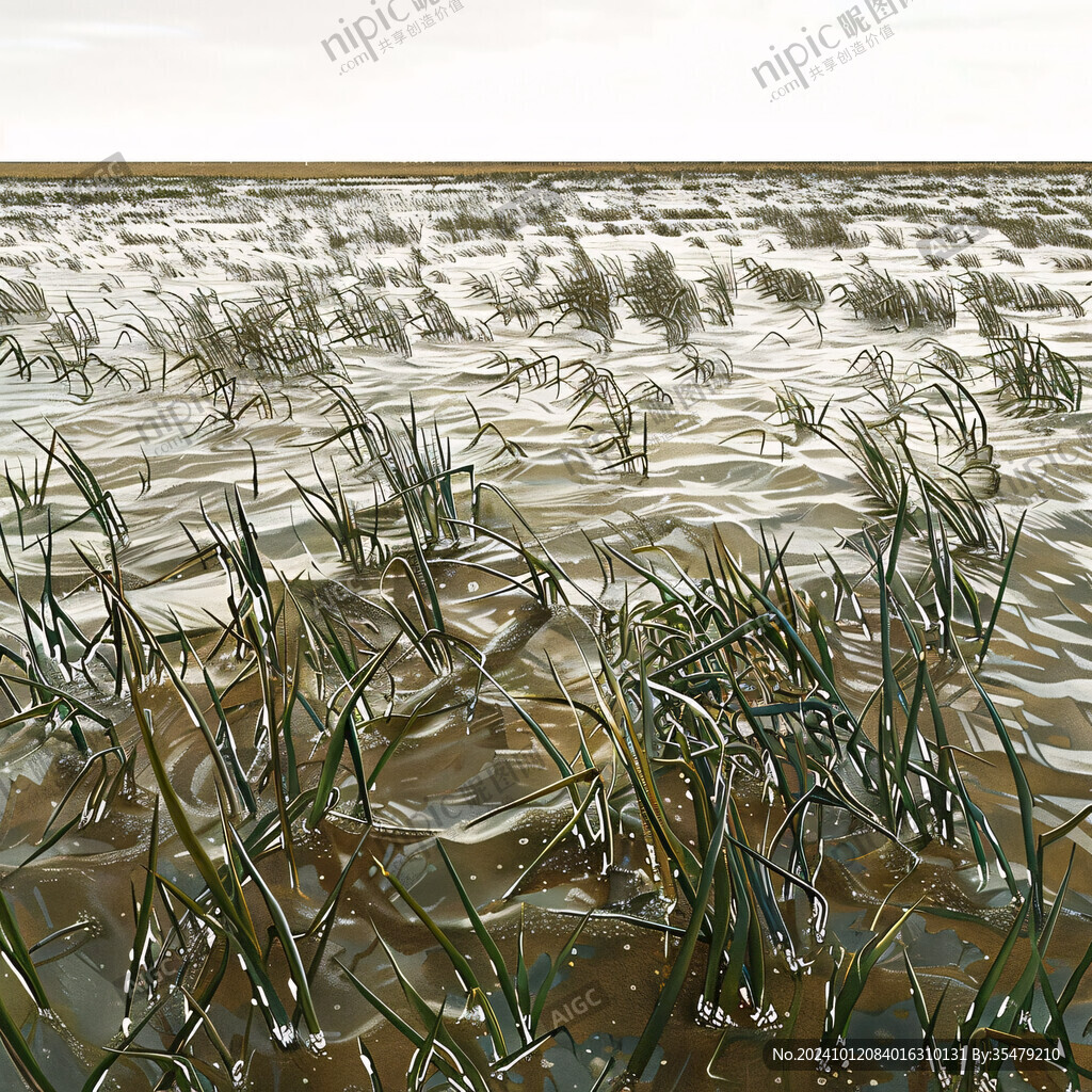 滩涂湿地插画