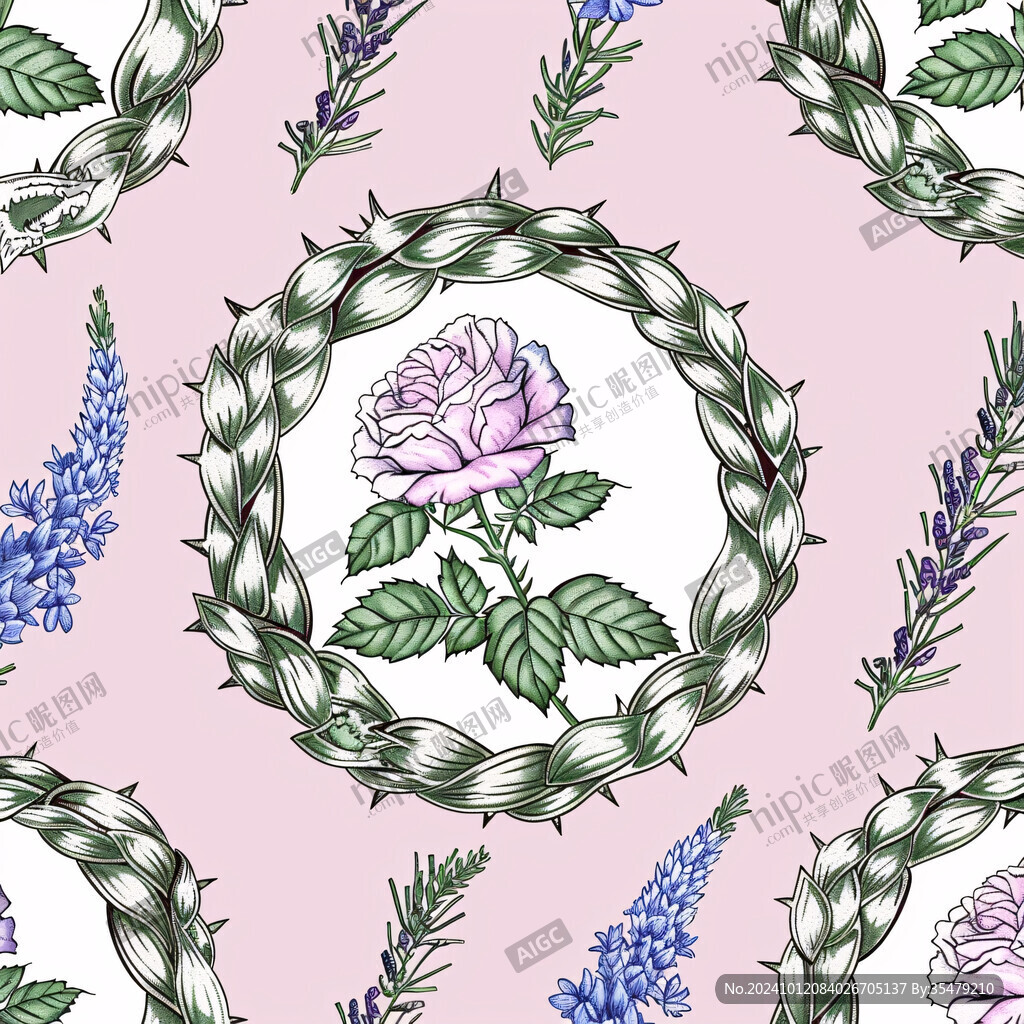 玫瑰花大叶子花纹