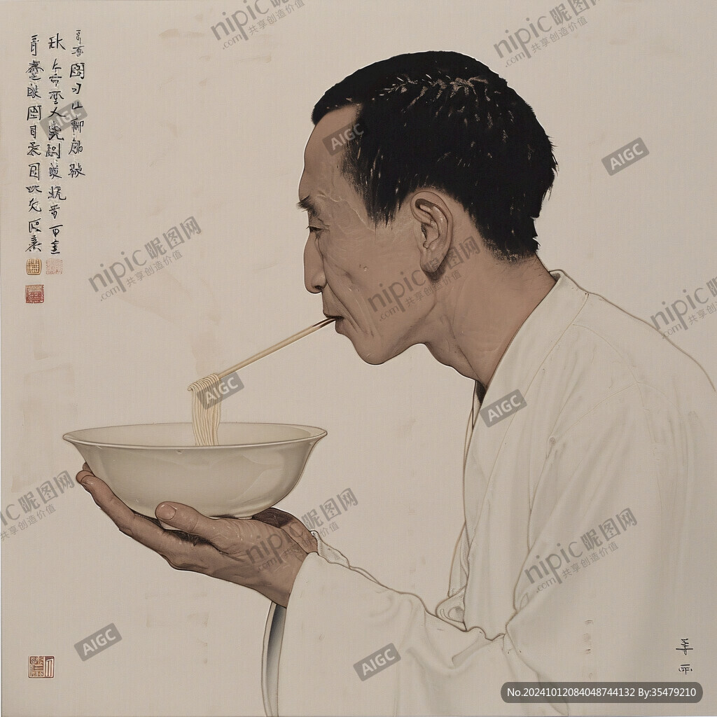 粥墙画粥人物粥国画