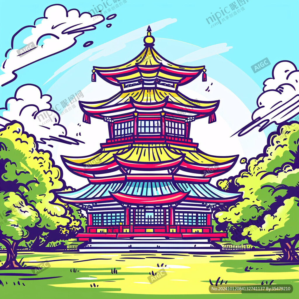 雷锋塔插画