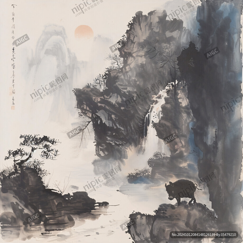 牦牛山水画