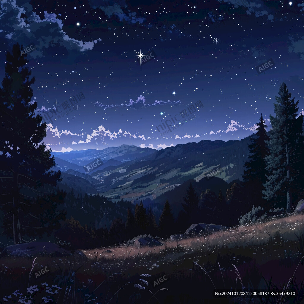 夜晚星空手绘