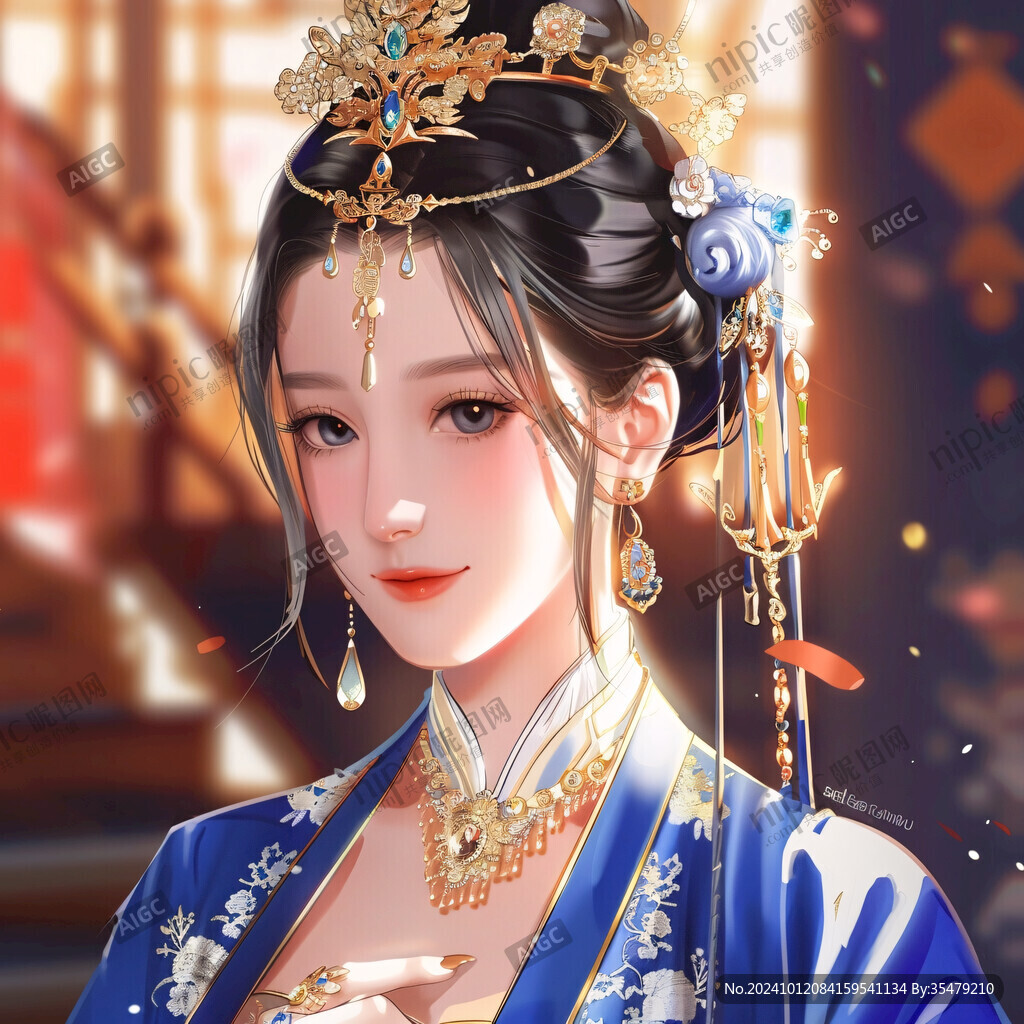 宫廷美女人物插画