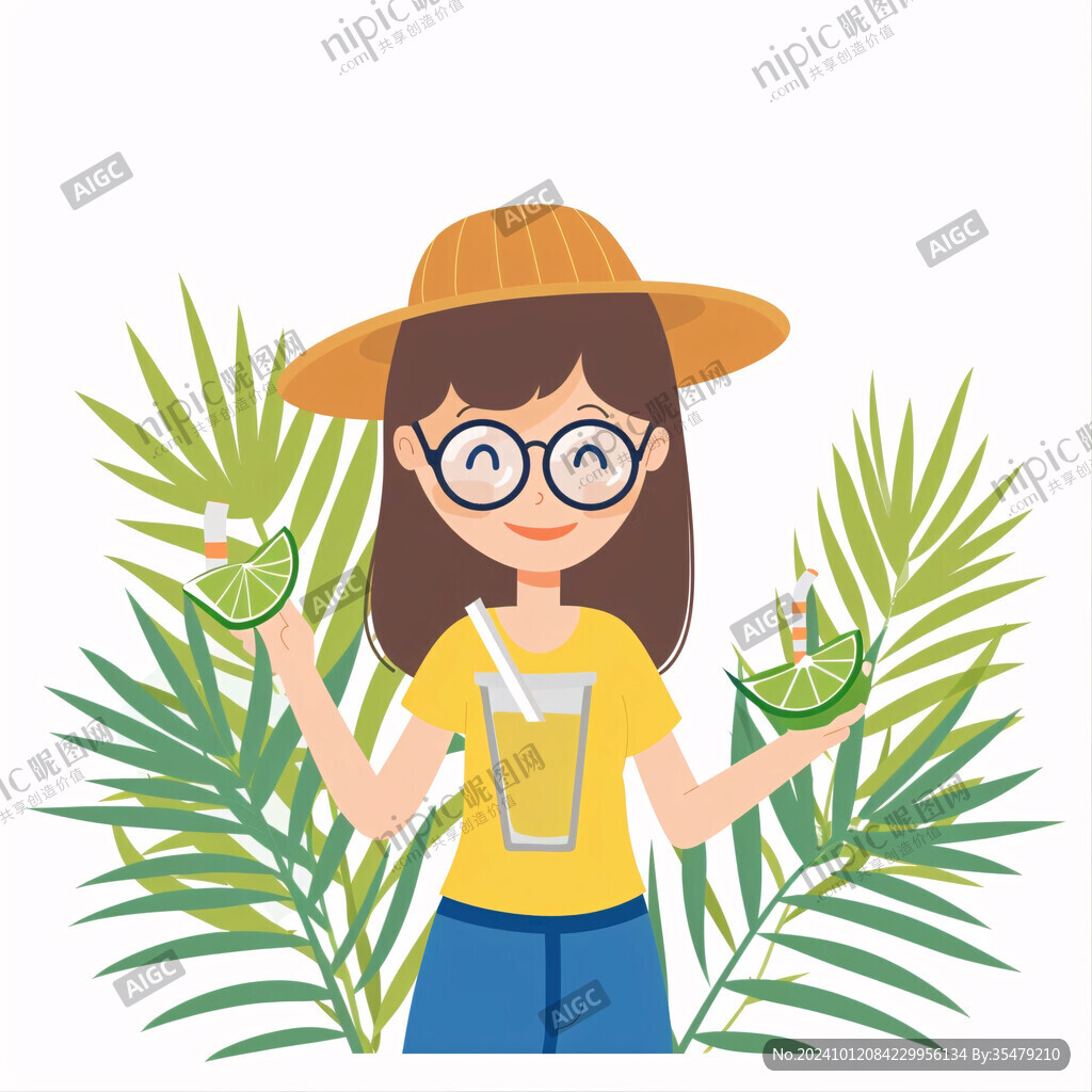 端芦荟的卡通女孩
