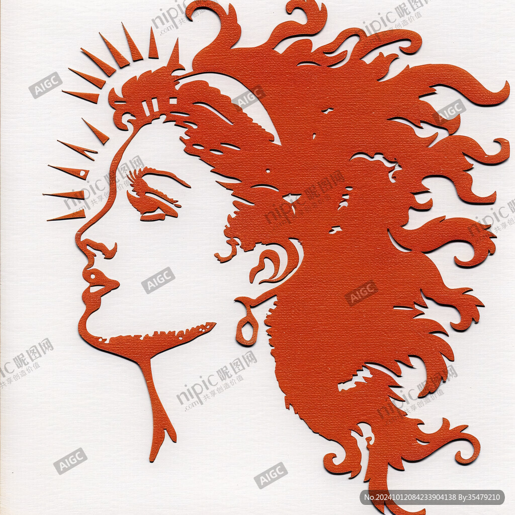 妇女剪影美女剪纸
