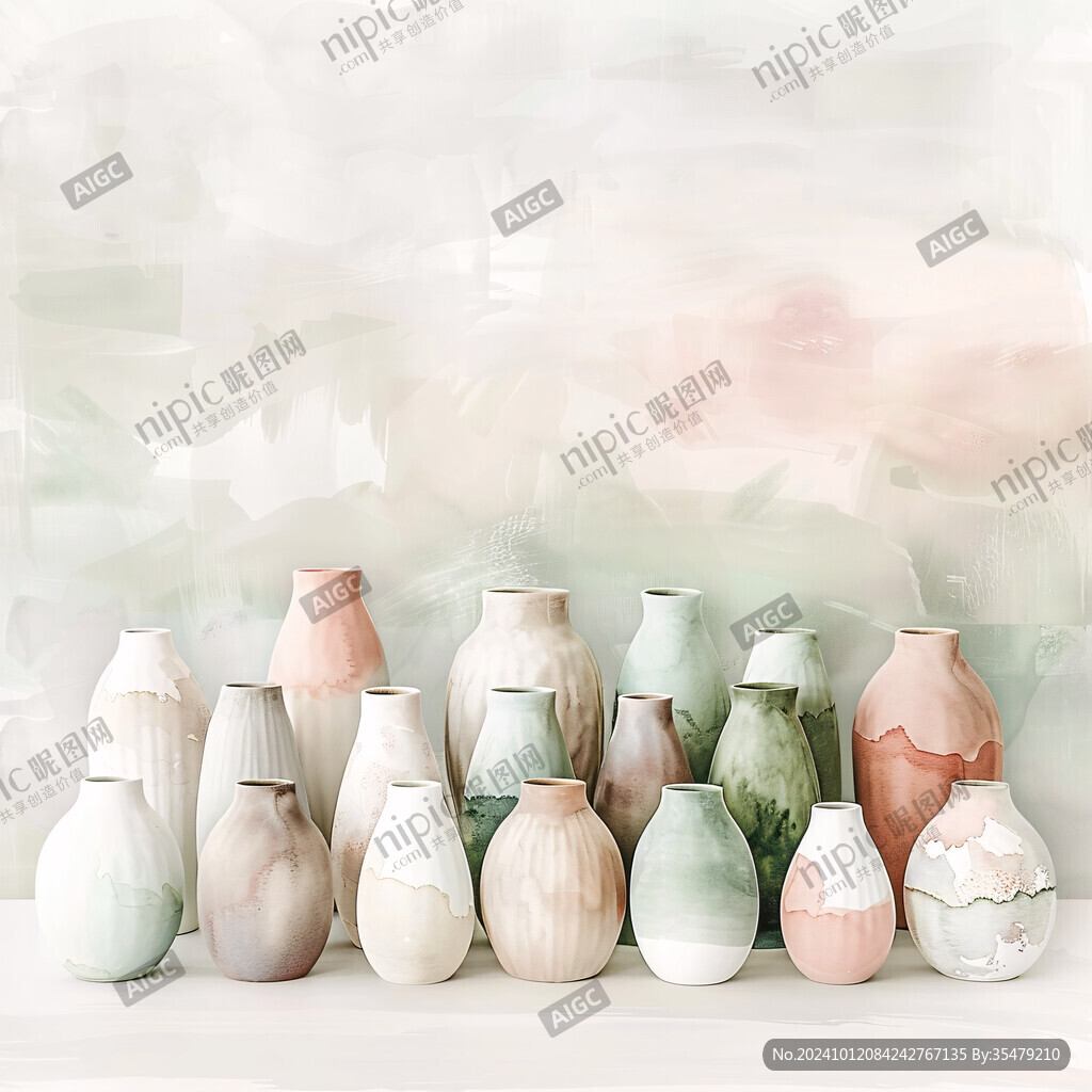 水彩瓶子草包装插画
