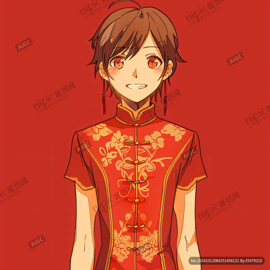 中式卡通新郎