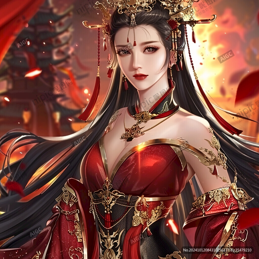 红衣少女设计古风