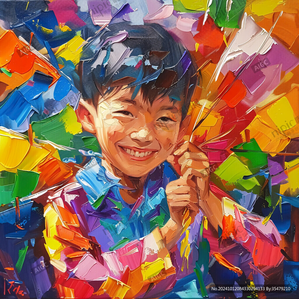 儿童厚涂油画肌理