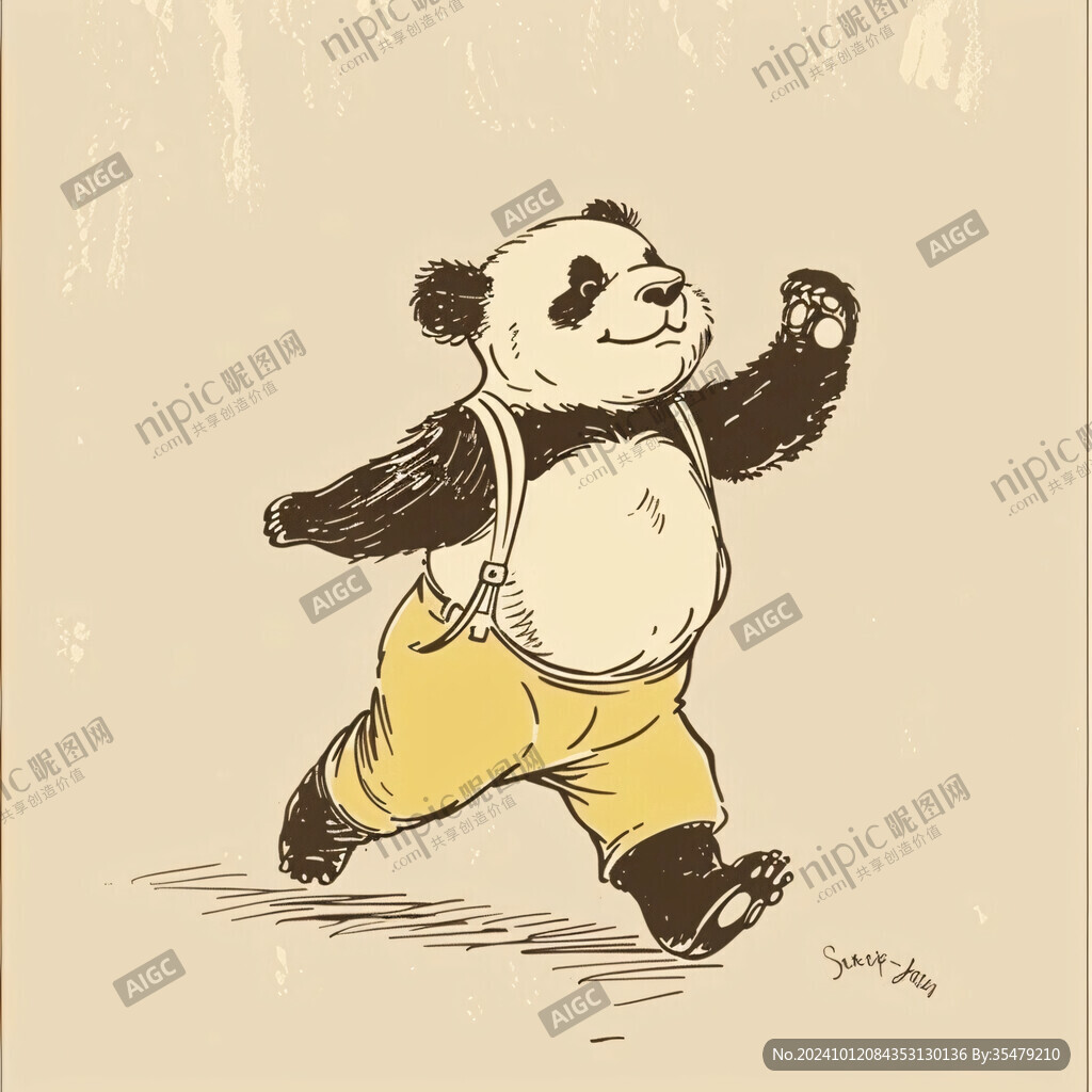 卡通练武熊猫