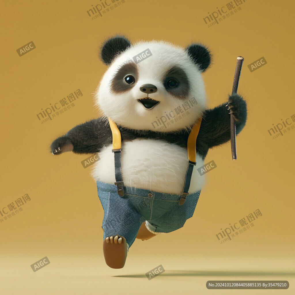 卡通熊猫武侠功夫大侠