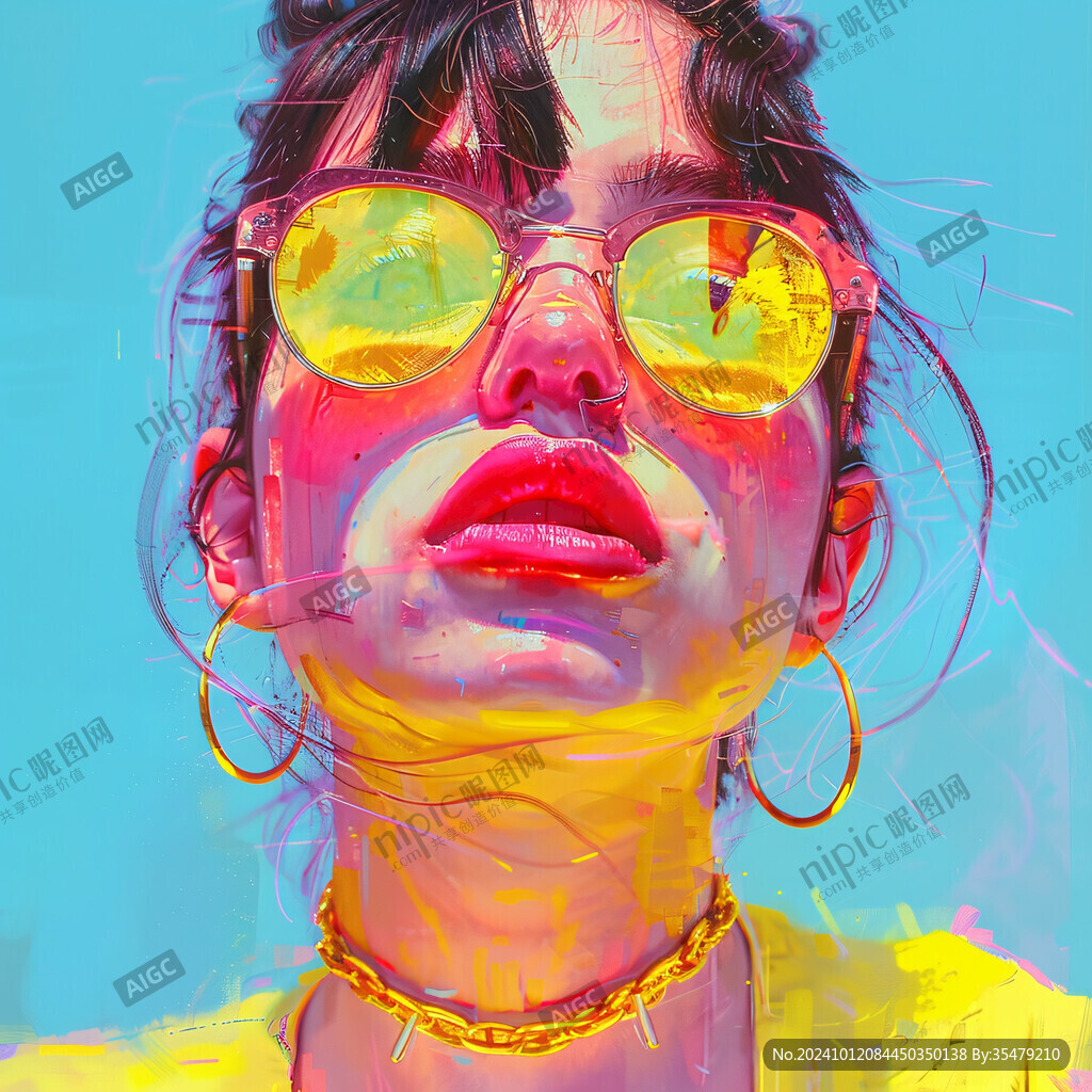 女性插画绘画时尚彩绘