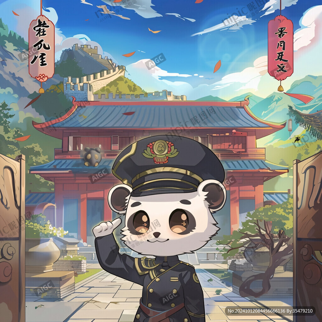 卡通熊猫侍卫