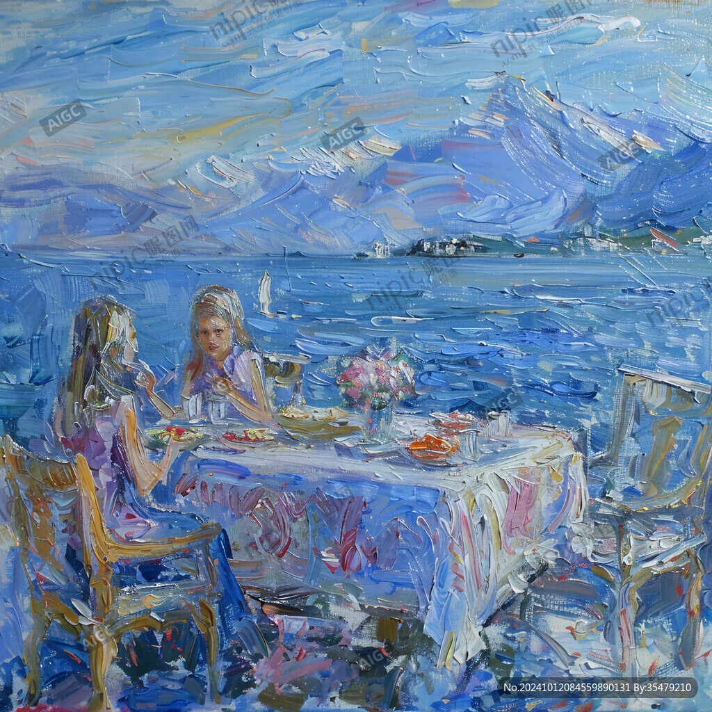手绘地中海油画