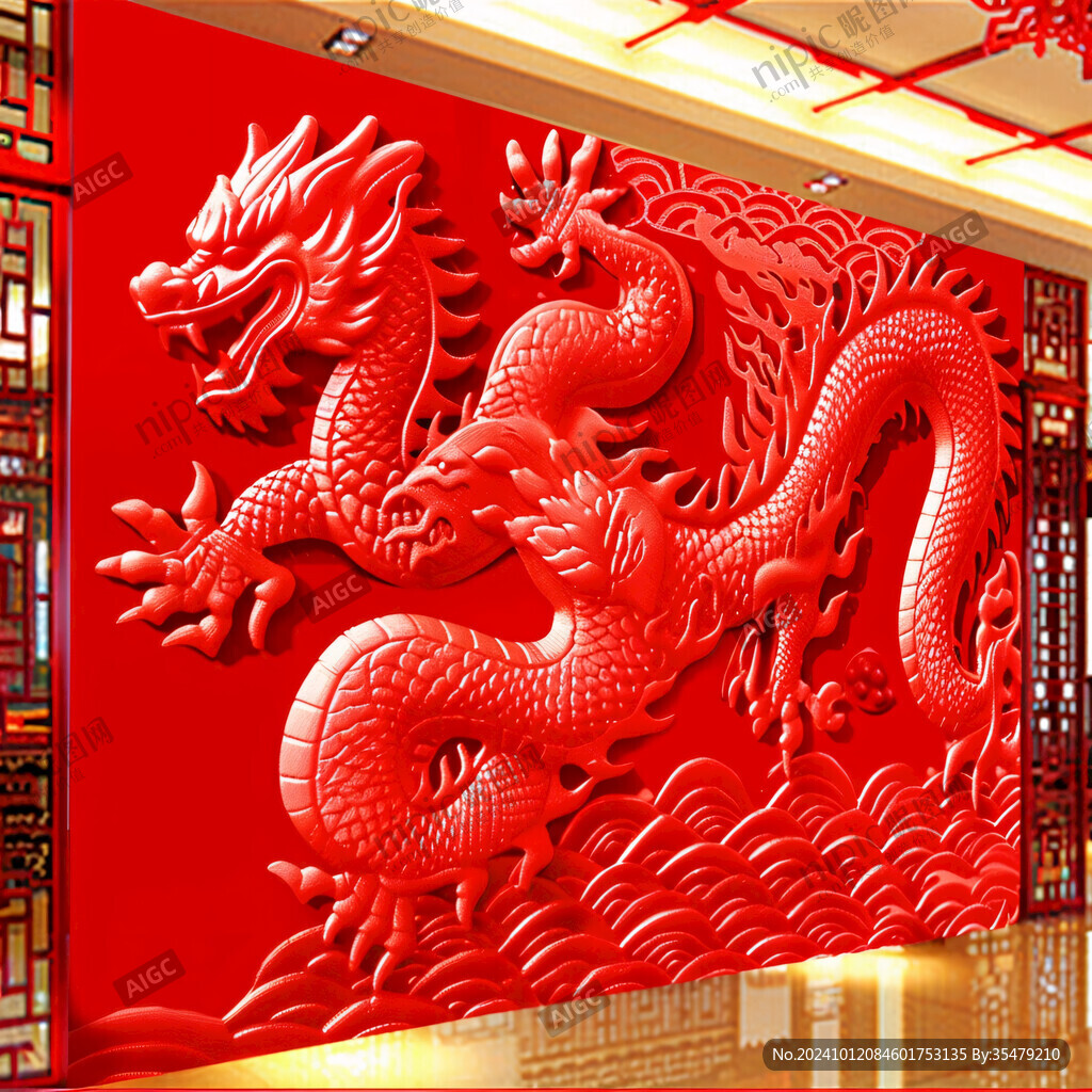 手绘龙浮雕素材