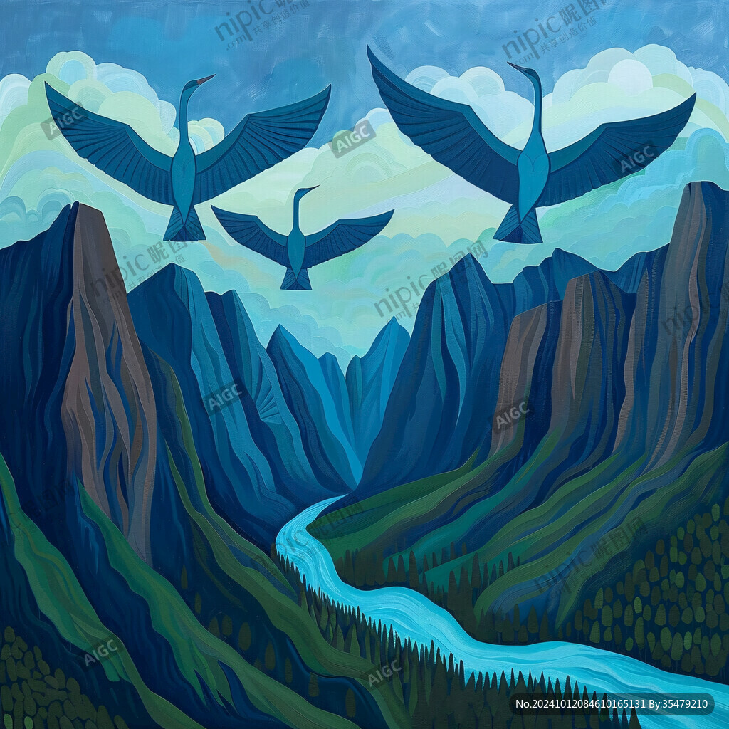 山川河流插画