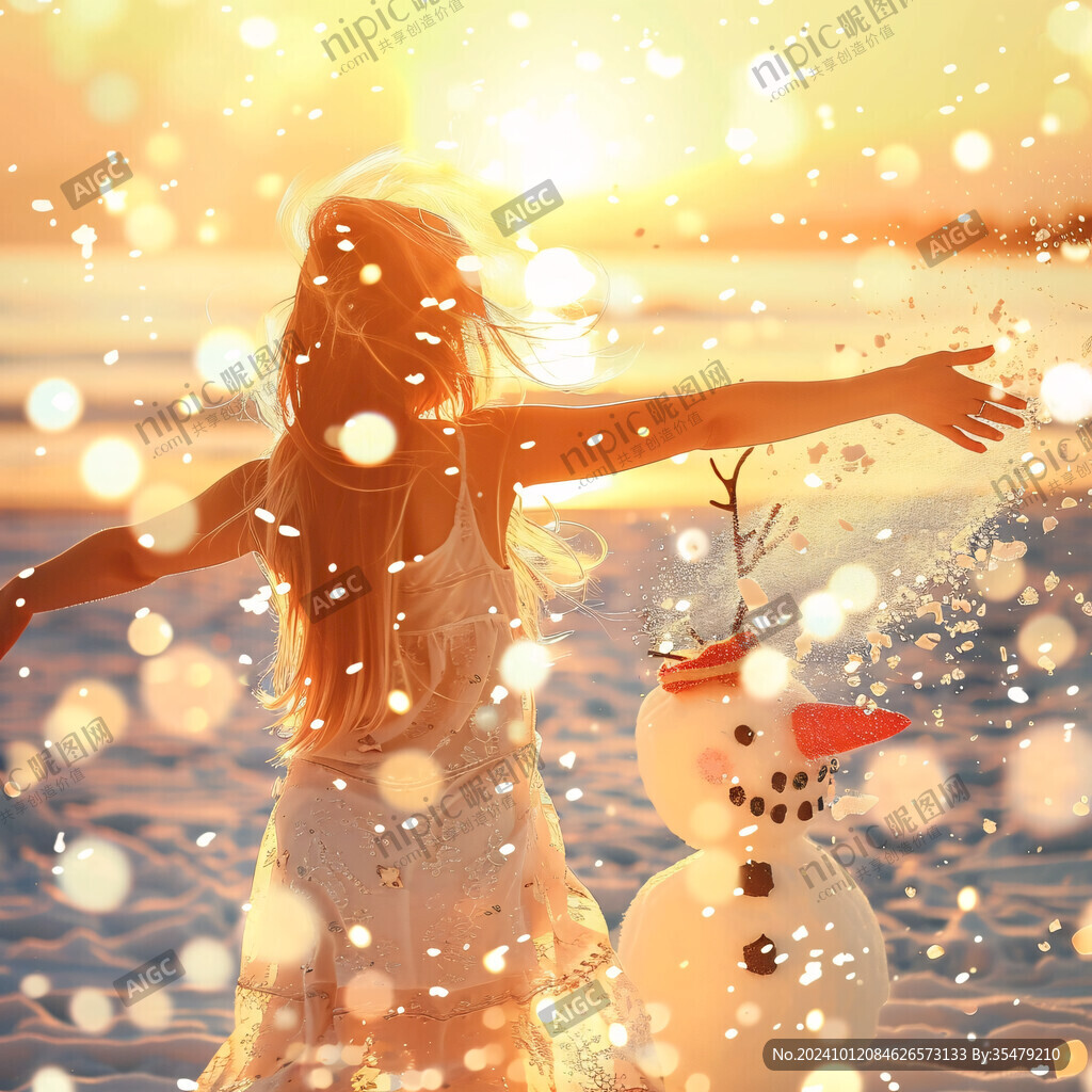 雪花冬天雪人