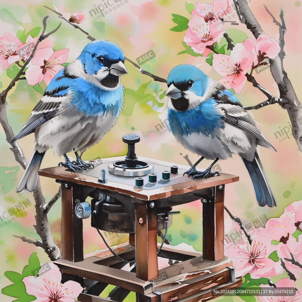 手绘壁画鸟